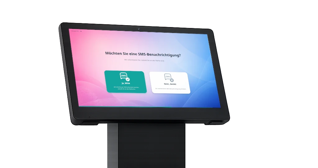 SmartKiT Touchoberfläche zur Auswahl einer SMS-Benachrichtigung